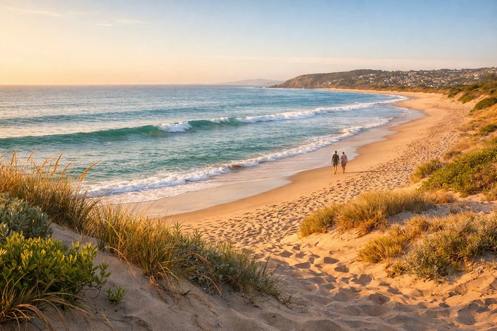 Autum in Port Alfred sun over the dunes and sea
